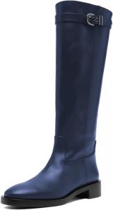 Женские сапоги Pazzion с закрытым круглым носком до колена, низким массивным каблуком, гладкой боковой молнией, ремешком, удобные для ежедневного ношения и путешествий, размеры 4-16 US, Blue