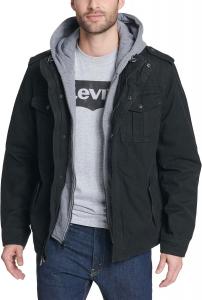 Толстовка Two-Pocket Hoodie with Zip Out Jersey Bib/Hood and Sherpa Lining Levi's, черный