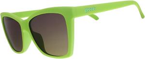 Солнцезащитные очки goodr Born to Be Envied, поляризационные, средний размер (Glam G), оправа «кошачий глаз» ярко-зеленая, линзы черные градиентные, UV400, не скользят, не подпрыгивают, Lime Green