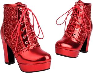 Женские массивные ботильоны на высоком каблуке с блестками для вечеринки, модная зимняя обувь Generic, 2