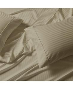 Комплект постельного белья с низким профилем (7-10 дюймов) 608 в дамасскую полоску, производство США, размер Queen Egyptian Linens, цвет linen