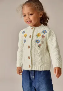 Кардиган прямого кроя с цветочной вышивкой Next, Ecru