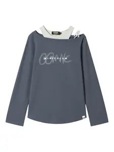 Фактурный топ с открытыми плечами Mini Cream, серый