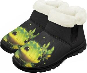 Мальчики Девочки Зимние теплые ботинки Нескользящие легкие уличные ботинки для ходьбы в холодную погоду Chririnla, Green Axolotl