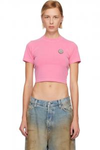 Выстиранная укороченная детская футболка Casablanca, розовый