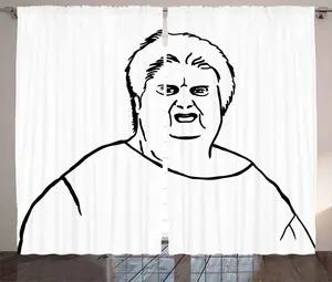 Шторы ABAKUHAUS в деревенском стиле, мем с интернет-персонажем, универсальные ленточные шторы для гостиной с петлями и крючками, 280 x 245 см, черно-белые Abakuhaus