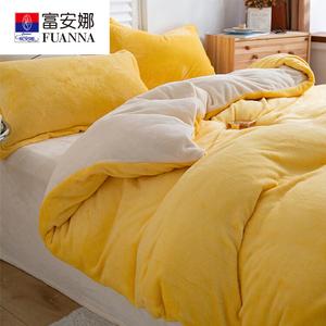 FUANNA Комплект постельного белья 4 предмета, простыня, размер 180x200 см, цвет: желтый рис белый, утолщенный теплый молочный вельвет