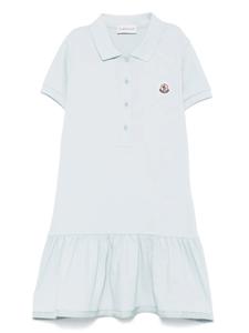 Платье с нашивкой-логотипом Moncler Enfant, синий
