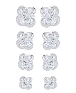 Серьги-Гвоздики разноцветные круглые серебряные, набор из 4 шт. Macy'S, white