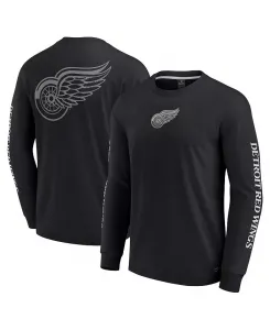 Мужская черная футболка с длинным рукавом Detroit Red Wings Elements Strive Fanatics
