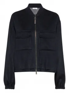 Куртка с карманами и застежкой-молнией спереди Brunello Cucinelli, синий