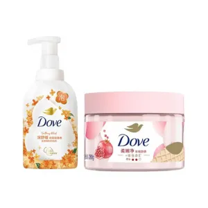 Набор для ухода с пеной для ванны и скрабом успокаивающий кожу 400мл+298г/400мл*2+298г*2/400мл+280г Dove