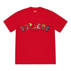 Футболка ss19 city arc embroidered logo short sleeve red Supreme, красный