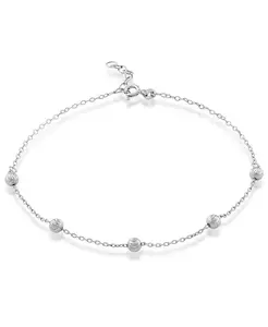 Браслет на лодыжку с бусинами из стерлингового серебра с бриллиантовой огранкой Simona, silver