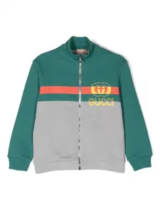 Спортивная куртка с логотипом Gucci Kids, зеленый