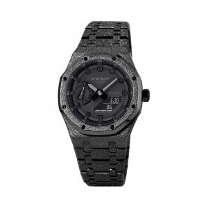 CASIO Retrofit Series GA 2100 Collection Electronic Movement Metal Strap Watch Unisex Black Dial