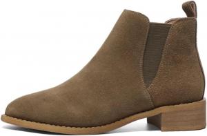 Женская мода: ботинки Челси с массивным каблуком и носком, слипоны, ботинки на низком каблуке из замши и кожи, ботильоны, ковбойские ботинки для свиданий и прогулок Generic, Brown