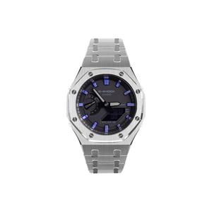 Часы Casio G-Shock Analog-Digital 2100 Series, арт. GA-2100-1A1, 48.5 мм, кованый серебристый/черно-фиолетовый