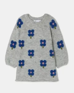 Вязаное платье с принтом по всей поверхности и интарсией с тюльпанами для девочки Kids El Corte Inglés, черный