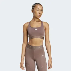 Женский топ Hyperglam Powerreact для тренировок со средней поддержкой Adidas, коричневый