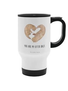 Mr. & Mrs. Panda Термокружка Otter Heart с надписью, белая
