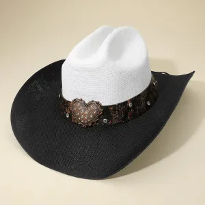 Шляпа-федора в западном стиле с пряжкой и кончо в виде сердца для ковбоя Fashnzfab