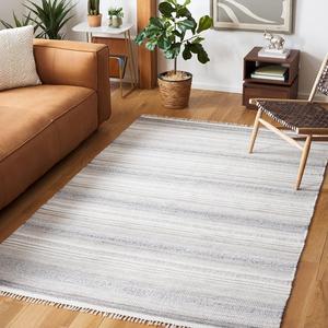 Ковер SAFAVIEH, 244 x 305 см, - коллекция Kilim - большой - Ivory & Charcoal, ручной работы, полосатый узор, идеально для гостиной, спальни, офиса, столовой (KLM275H)