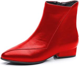 Женские ботильоны YDN с заостренным носком, плоской подошвой, боковой молнией и низким каблуком, удобные повседневные ботинки, размеры 4-15 US, Red