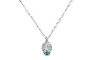 GUCCI Diamond 18K White Gold Necklaces Unisex Silver