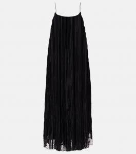 Вышитое тюлевое макси-платье с цветочным узором Toteme, черный