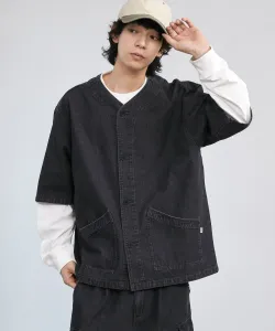 Джинсовая рубашка без воротника Coen, цвет Dk.Gray