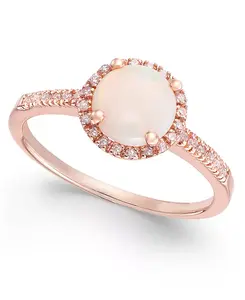 Кольцо с аметистом (1-1/6 карата tw) и бриллиантом (1/8 карата tw) из 14-каратного золота Macy'S, opal