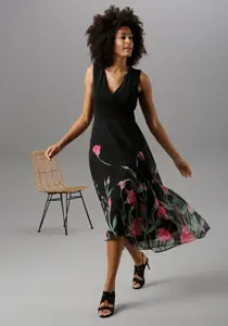 Летнее платье Aniston SELECTED с цветочным принтом, зеленый