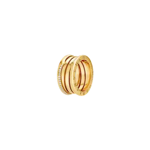 Трехполосное кольцо B.zero 1 из желтого золота с бриллиантами Bulgari