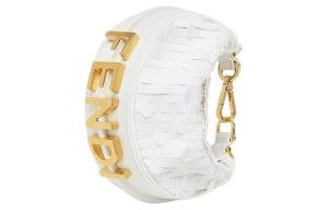 Вышитая наручная сумочка Nano женская белая FENDI, Set (Bag+Dust Bag)