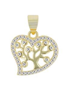 Adeliás Женский кулон в форме сердца из серебра 925 пробы с кубическим цирконием в золотой оправе