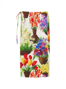 Миди-юбка с цветочным принтом Msgm, белый