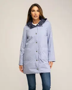 Женский двусторонний плащ с капюшоном Fsh, синий