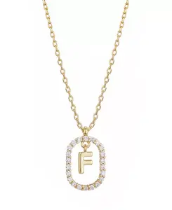 Ожерелье с плавающей буквой из позолоченного кубического циркония Adornia, gold-f