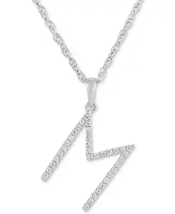 Ожерелье с бриллиантом (1/10 карата) в форме инициала из 10-каратного белого золота, 16 дюймов + 2 дюйма удлинителя Macy'S, m