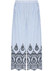 Полосатые брюки с вышивкой MUNTHE, синий