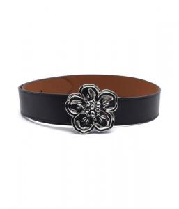 Ремень мужской Kenzo кожаный с пряжкой-цветком, черный