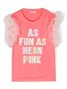Billieblush футболка с аппликацией и оборками, розовый