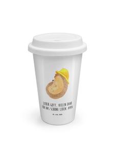 Mr. & Mrs. Panda Кофейная кружка на вынос, ежик молится, надпись белым цветом