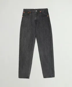 Джинсовые брюки с высокой талией из денима с кромкой