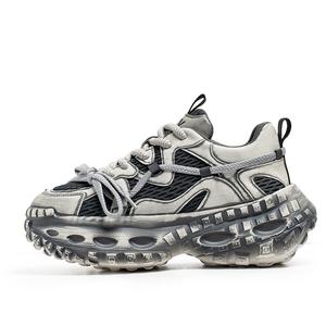 Wooden Rabbit Амортизирующие, устойчивые к истиранию, дышащие, увеличивающие рост низкие массивные кроссовки мужские серые, цвет Gray