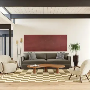 Коврик из шерсти в клетку Kia nuLOOM, 122x183 см, оливковый