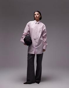 Длинная рубашка свободного кроя с галстуком в розовую полоску от ASOS DESIGN