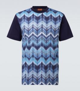 Футболка из хлопкового джерси с зигзагообразным принтом Missoni, Blue Navy Base With Blue Tones
