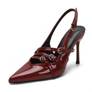 Женские туфли на высоком каблуке Luji, цвет черный/бордовый/абрикосовый, каблук 9 см + сумка для покупок